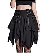 Verdusa Women's Renaissance Lace Up Fairy Skirt Goth Layered Asymmetrical Mini Skirts