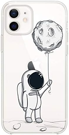 GoldSwift Clear Case with Designed for iPhone 12 Mini 5.4 Inch (Astronaut with Planet Balloon)