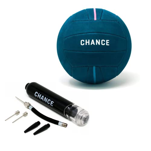 Chance Waterproof Indoor & Outdoor Soft Volleyball With Mini Dual Action Ball Pump Beach Pool All-Ages Recreational Training Ball, Size 5, Celine Teal #TOP10