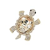 Broche de tortugas con tachuelas de cristal con cierre seguro, hipoalergénico, aleación para solapa, joyería para fiestas, regalos de viaje, elegante broche de fiesta, talla única, como se describe
