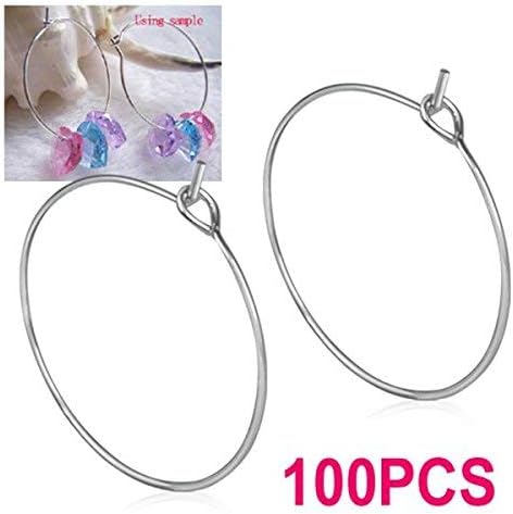 AKORD 100 Wine Glass Charm Rings Earring Hoops, 29 x 25 x 0.07 cm, Silver, Piece
