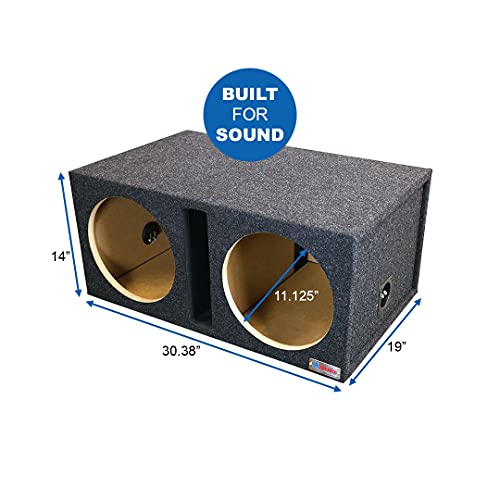 ATREND Dual Vented 12 Inch Subwoofer Enclosure - SPL Tuned Car Subwoofer Boxes & Enclosures - Premium Subwoofer Box Improves Audio Quality, Sound & Bass - Nickel Finish Subwoofer Terminals - Charcoal - Thumbnail 3