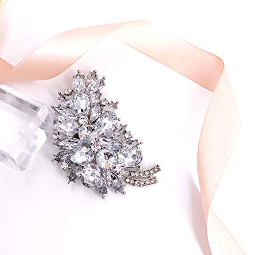 Laxpicol Vintage Clear Austrian Crystal Flower Leaf Bouquet Clusters Large Big Brooch Pin For Women Wedding Jewelry #TOP1