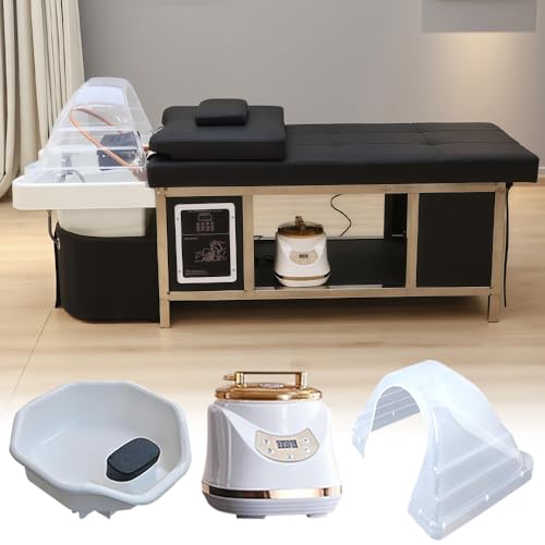Japanese Head Spa Equipment, Massage Shampoo Bed with Stainless Steel Frame, Supports Water Circulation Fumigation and Light Therapy, Professional Massage Table for Beauty Salon Barber
