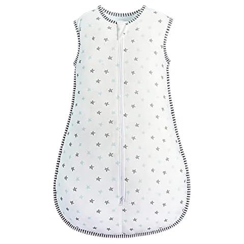 MOXTOYU Baby Sleep Bag, 100% Cotton 1.0 Tog Baby Sleeping Bag, Sleeveless Swaddle Blanket with Two-way Zipper, Baby Blanket For Newborn Boy Girl, Newborn Baby Gift, New Born Baby Essentials 0-6M Cover