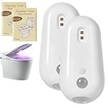 Self Cleaning UV Toilet Sanitizer and Night Light, USB Rechargeable, Motion-Activated, Smart Easy Tool-Free Installation, for Shared Bathrooms, for Elderly (2pc)