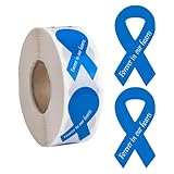 WANDIC Ruban bleu autocollant de sensibilisation, 500 autocollants en forme de ruban 'Forever in Our Hearts' pour la sensibilisation au cancer du côlon et de la prostate.