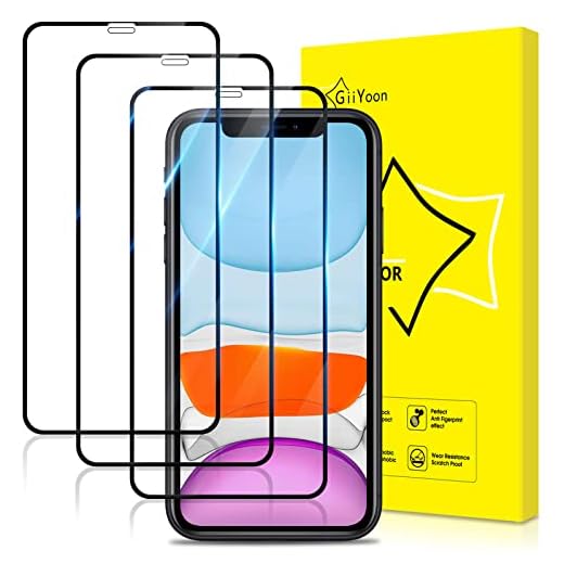 GiiYoon 3-Pack Skärmskydd Kompatibel med iPhone 11 och iPhone XR 6,1-Tums, Härdat Glas Film