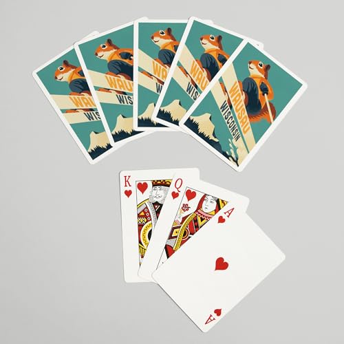Lantern Press Wassau Wisconsin Ski Squirrel Poker miniatura 7