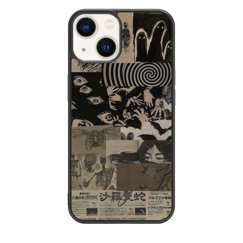 qizjio Vintage Japanese Phone Case Shockproof Protective Dark Aesthetic Collage Anime Phone Case for iPhone 15