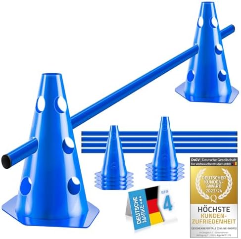 all Pets United® Cavaletti Hund 4 Sets, 100cm Stangen, Agility Set Hunde | Fördert Hunde Fitness, höhenverstellbares Steckhürdenset, 4 wetterfeste Pylonen & Hürden für Hundetrainin