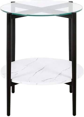 Miniatura 19 de Otto - Mesa de centro redonda de 36 pulgadas de ancho con estante MDF en latón/laca blanca Latón/blanco.,Oro/Nog,Bronce ennegrecido/mármol