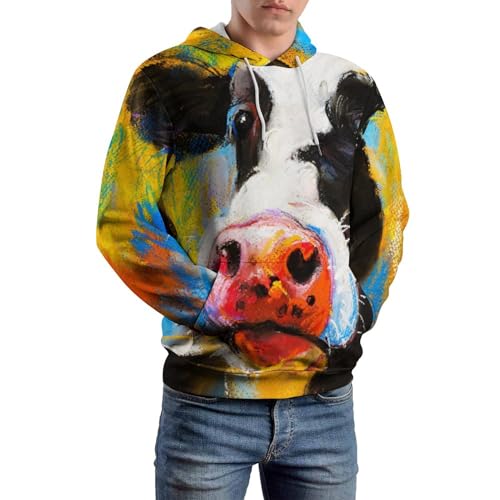 Sweat à capuche vache peinte pull décontracté pour sorties urbaines