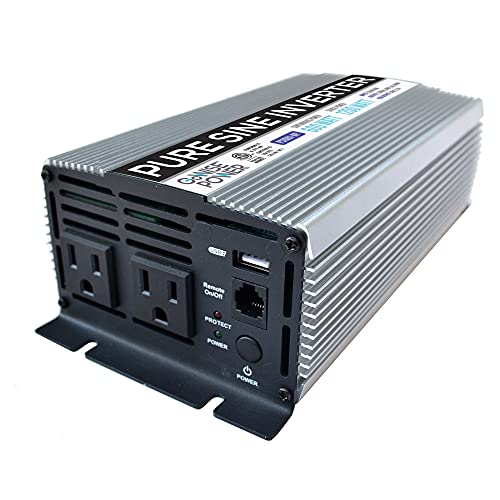 GoWISE Power 600W Pure Sine Wave Inverter 12V DC to 115V AC with 2 AC Outlets + 1 5V USB Port and 2 Clamp Cables (1200W Peak) PS1001 - Thumbnail 3
