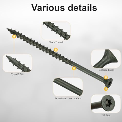 Image of Deck Screws #10 x 4'', T25 Star Torx Drive Flat Head Wood Screws, Green, 5lb
