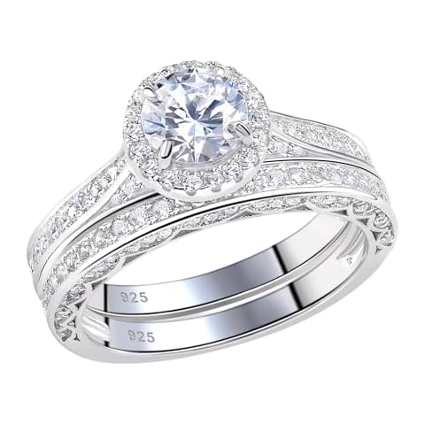 SHELOVES 925 Sterling Silver Bridal Rings Set Cover