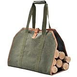 COZYDIG Canvas Wood Carrying Bag for Firewood,Firewood Carrier,Wood Carrying Bag for Easy Transport Wood and Wood Stove Accessories (Green)