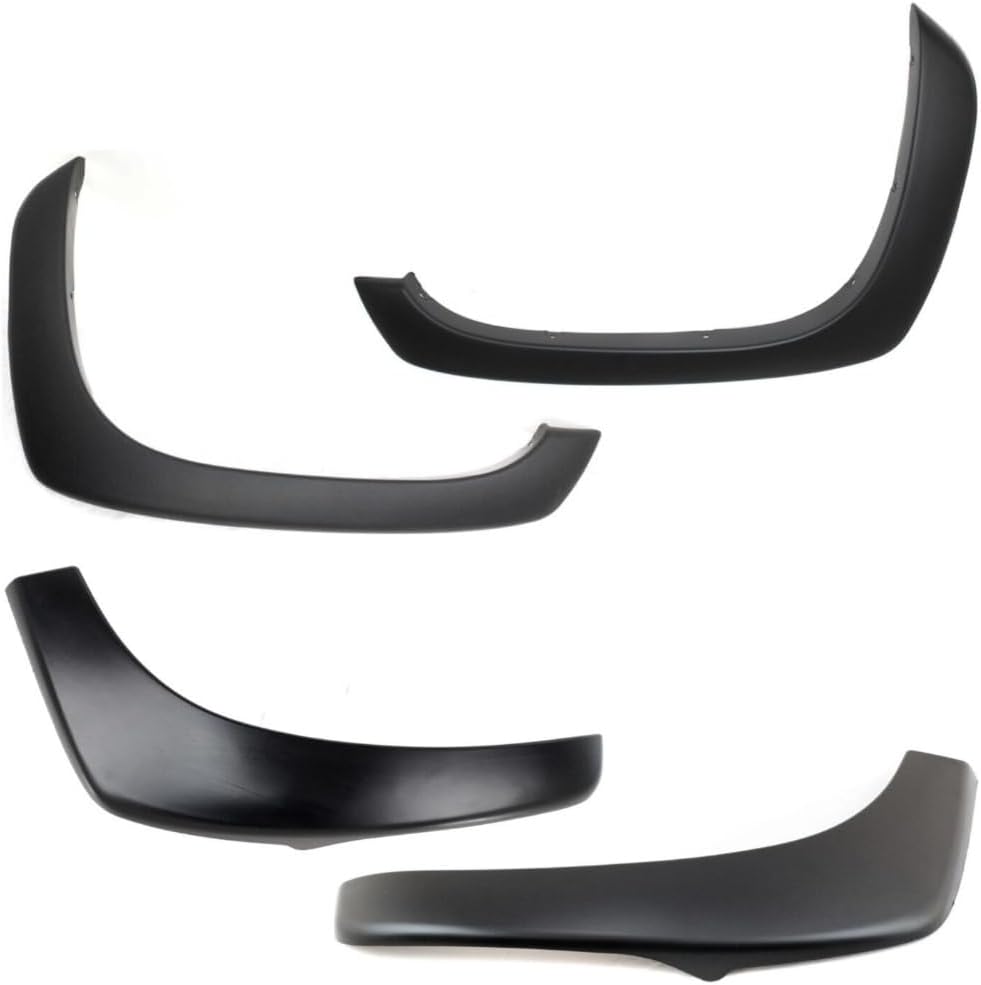 Set of 4 Fender Flares Moulding Trim Wheel Opening Molding Front Rear Primed Plastic Thermoplastic Bolt-On Style 15829685 88979839 GM1768106 15829686 GM1268101 88979838 16991654