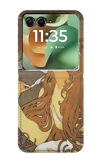 Housse Cuir Motorola Razr+ Alphonse Mucha Chef-d'œuvre Vintage Idéal