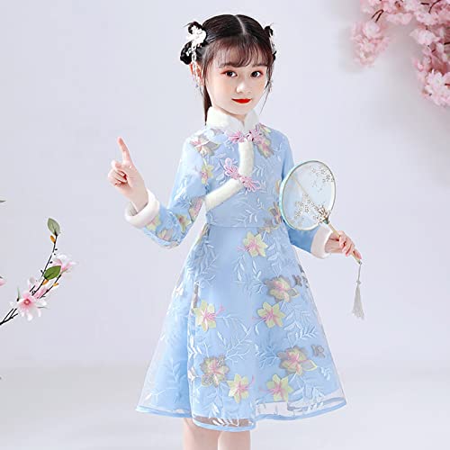Vestidos Hanfu de fada para bebês e meninas para calendário chinês de ano novo forrado com lã roupa