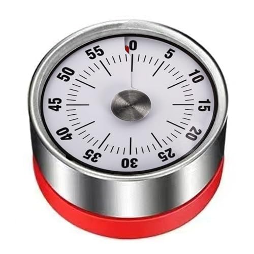 Timer magnetico per conto alla rovescia in acciaio inox, 60 minuti, sveglia meccanica, opzioni di quadrante multicolore, confezione da 2 per cucina, aula e ufficio, ecologico e design a batteria