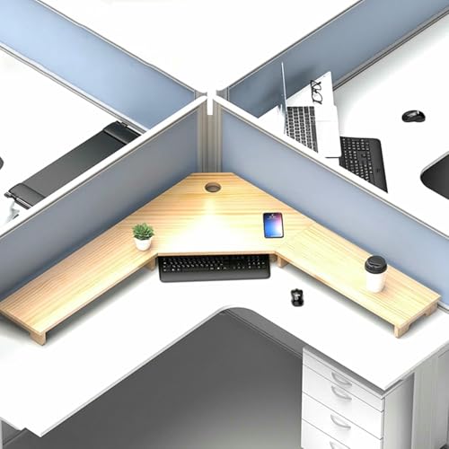 Support d'écran pour bureau d'angle en bois afin d'optimiser votre espace de télétravail