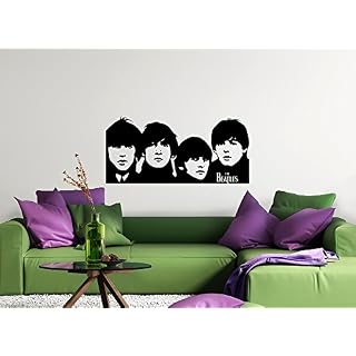 Grandora W653 Sticker Mural The Beatles Portrait, Orange, (BxH) 80 x 37 cm - Les Beatles, Paul McCartney, John Lennon, RIngo Starr, George Harrison Grandora W653 Sticker Mural The Beatles Portrait, Orange, (BxH) 80 x 37 cm – Image 2