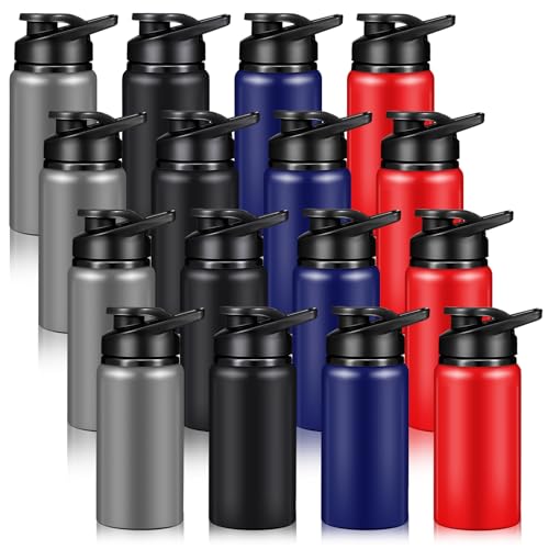 Mimorou 16 Pack Aluminum Portable Water Bottles Bulk, Solid, 13.5 oz