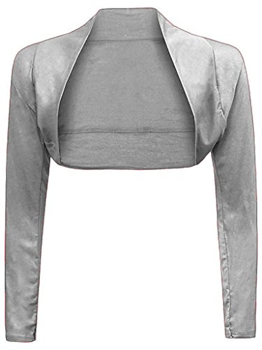 Bolero de manga larga para mujer gris cubre hombros para vestidos