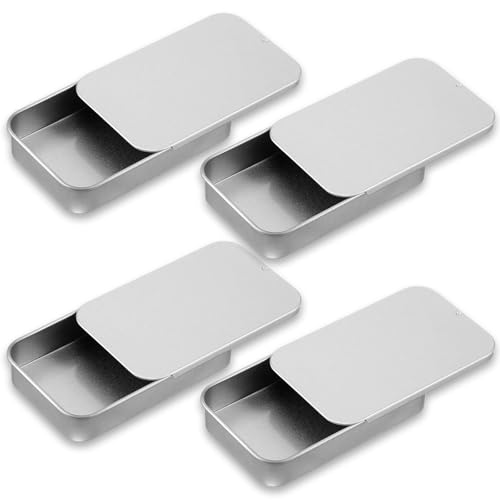 JIEYAO Estuche portátil de 4 piezas para hilo dental, dispensador de hilo dental portátil deslizante, caja de recarga para varillas de hilo dental de metal, estuche de viaje para hilo dental para