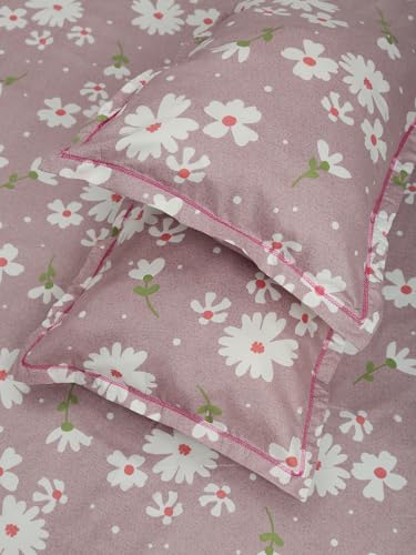 Image of ROSARAHOME 180 TC Microfiber Flat Queen Size Double Bed Bedsheet with 2 Pillow Cover| Bedsheet:240cmx225cm Pillow Covers:45cmx70cm,Floral Purple
