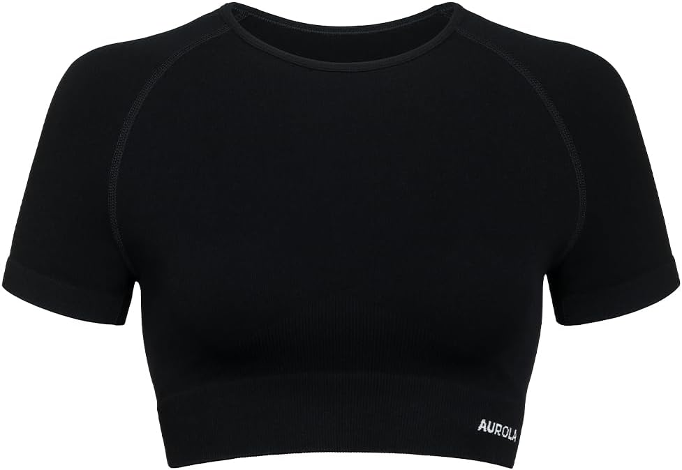 AUROLA Serpent Snake Seamless Workout T-Shirts for Women,Short Sleeve Crop Top Gym Yoga Athletic Shirts Tee