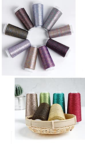 2 Balls Glitter Auxiliary Yarn,Rare Accessory Lurex Shining Glitter Metallic Knitting-In Thread Yarn For Crochet Knitting Sweater Shawl Scarf Decor 5000 Yards (White Glitter) #TOP6