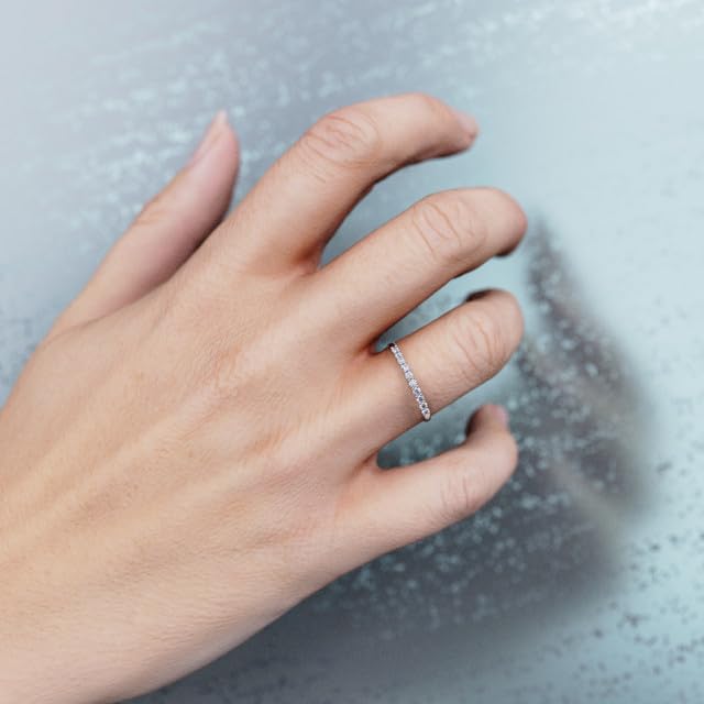 INDRI Solid 10k Gold Wedding Band for women Lab Grown Diamond 0.20 Cttw D-E Color VS1 Stackable Promise Ring Anniversary Ring For Her White Yellow Gold2