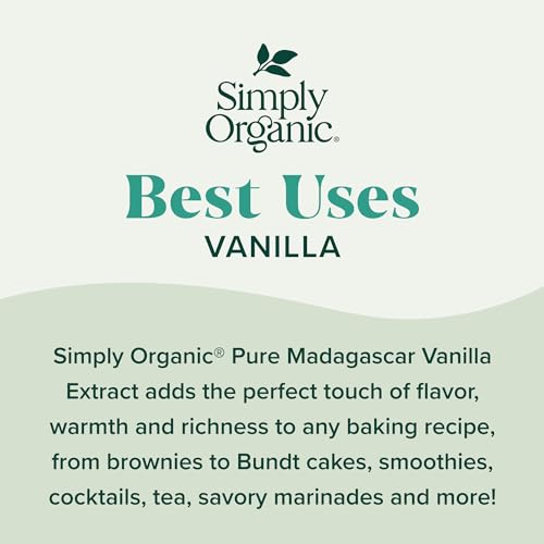 Image of Simply Organic Pure Madagascar Vanilla Extract, 4-Ounce Glass Jar, Certified Organic, Sugar-Free Flavor For Smoothies (Pack of 2)
