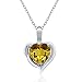 Gem Stone King 925 Sterling Silver Yellow Citrine and White Topaz Heart Shape Gemstone Birthstone Pendant Necklace, 1.62 Cttw with 18 Inch Silver Chain