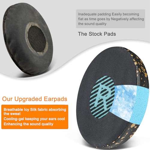 Image of SOULWIT Cooling-Gel Ear Pads Replacement for Bose On-Ear 2 (OE2 & OE2i) / SoundLink /SoundTrue On-Ear Headphones, Earpads Cushions with High-Density Noise Isolation Foam - Black Gold