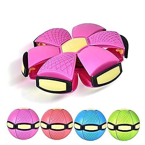 HETZON SALES Silicone Flying Soccer Magic Frisbee Deformation UFO Football Flat Throw Disc with LED Light Flying Venting Decompression Air Hover Toy Outdoor Garden Beach Game Toy