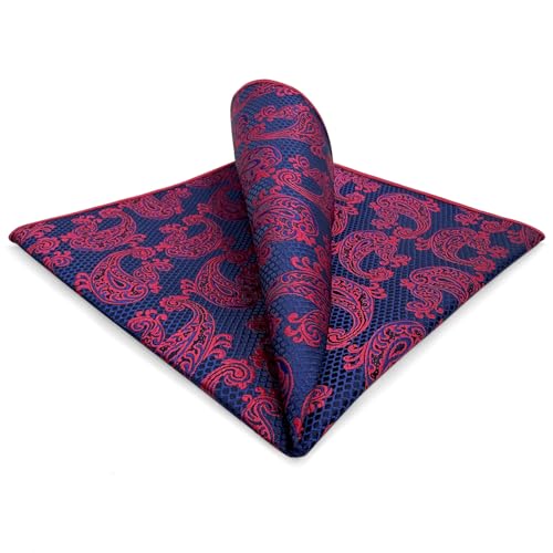 SHLAX&WING Paisley Blue Burgundy Red Pocket Square Mens Ties Silk Hanky SHLAX&WING Paisley Blue Burgundy Red Pocket Square Mens Ties Silk Hanky