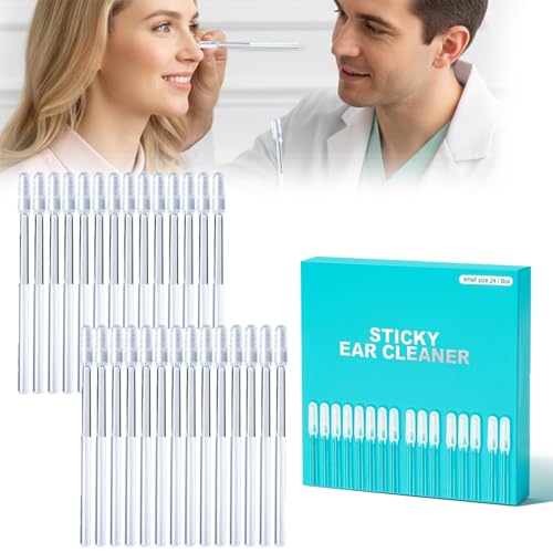 Sticky Ear Cleaning Stick for Adults Reusable Sticky Ear Cleaner Picks Gentle Soft Ear Care Cleaning Sticks with Dust Cover (S 24)