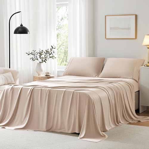 ACCURATEX Cooling Sheets Split King Size Sandy - Rayon Derrived...