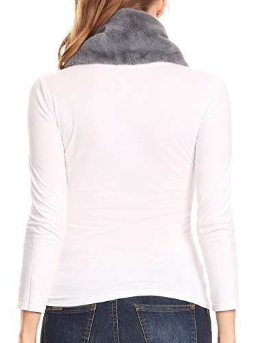 Sakkas Malen Long Rectangle Faux Fur Warm Soft Furry Wrap Around Loophole Scarf2