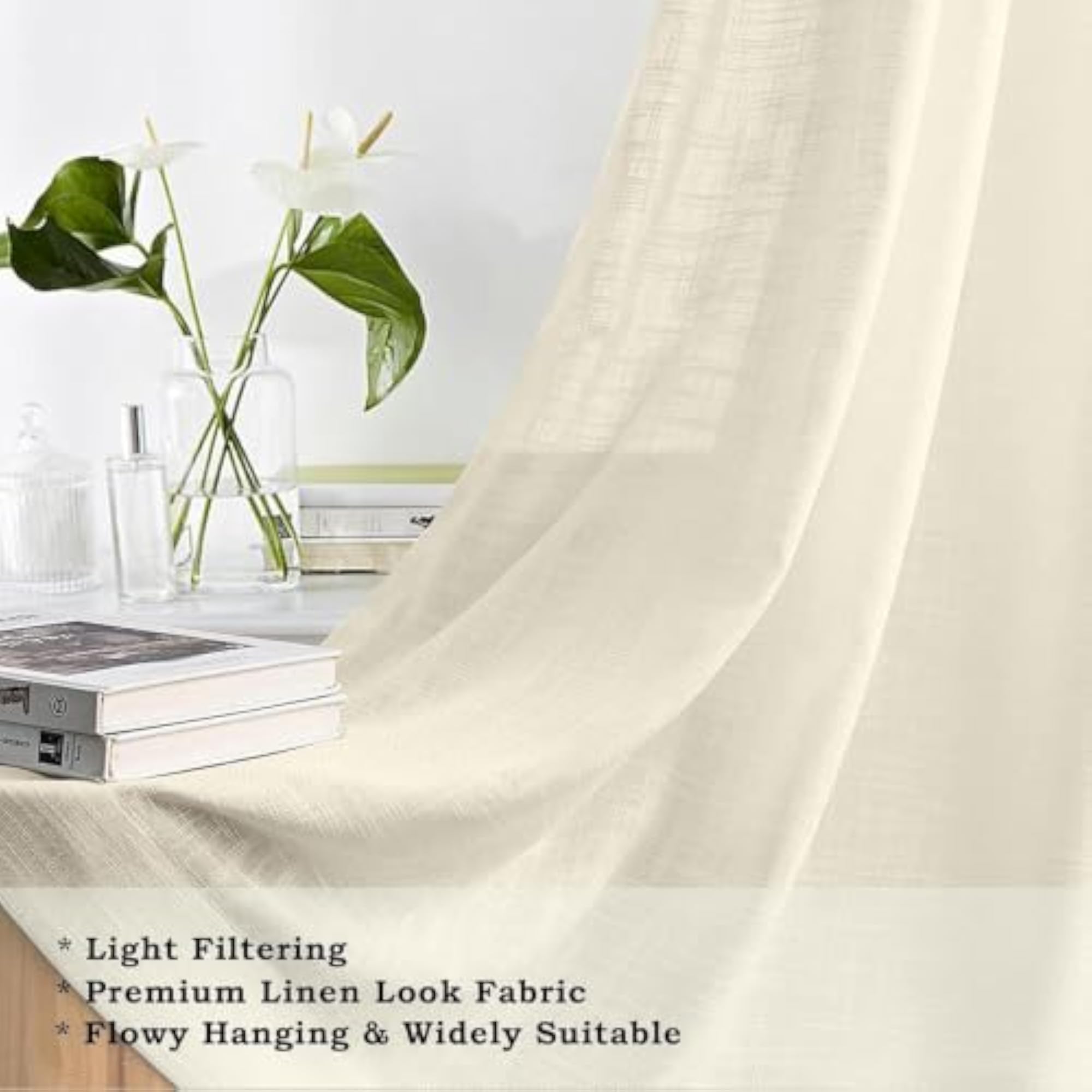 Cotton Sheer Door Curtain with Twist Tab