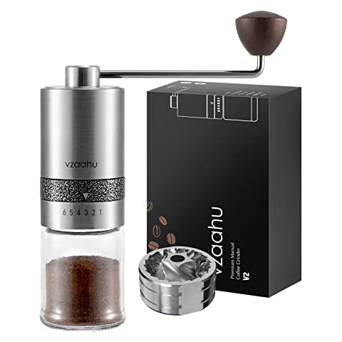 Vzaahu Portable Manual Coffee Grinder with Adjustable Settings Cover
