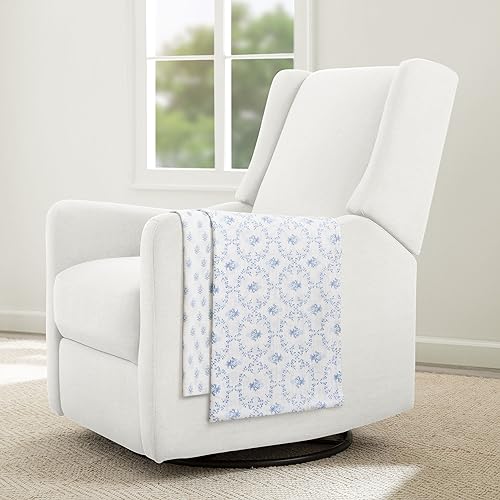 Image of Delta Children 100% Cotton Muslin Baby Receiving Blankets for Girls and Boys - 47x47 Inches (Pack of 2), Blue Botanicals