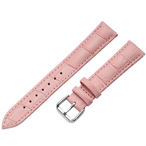 SOUGAO Genuine Leather Watch Strap Vintage Retro Classic Quick Release Watch Replacement Bands Pink 14mm