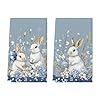 Artoid Mode Bunny Hydrangea Easter Kitchen Towels Dish Towels 18×26 Inch Spring Farmhouse Wild Flowers Decoration Hand Towels Set of 2