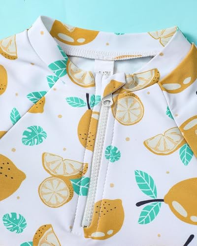 Image of Toddler Girl Swimsuit Baby Girl Bathing Suit Long Sleeve Floral Zipper One-Piece Rash Guard Swimsuit with Hat