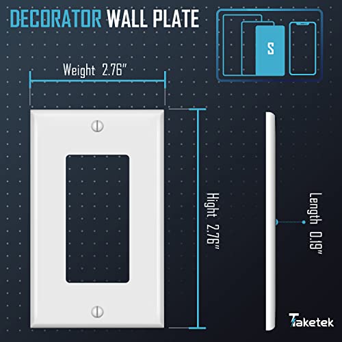 Taketek Decorator Wall Plates, Paddle Light Switch Covers, Wall Plates For Rocker Light Switches Or Receptacle Outlets, Electrical Decora Faceplate Cover, Single Gang Wallplate, White, 10 Pack #TOP2