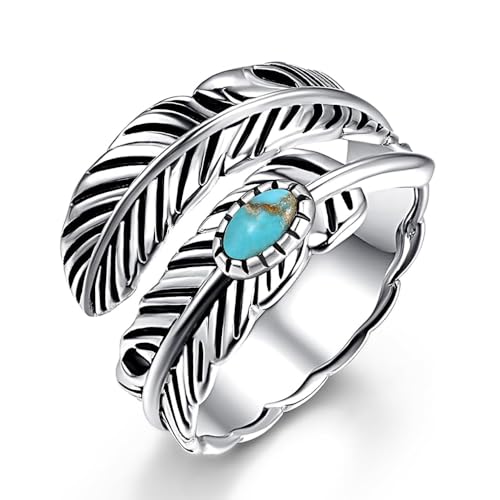 Personality Retro Style Opening Rings for Women Imitation Turquoise Vintage Party Jewelry
